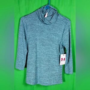 Women's turtleneck sweater Sz. M turquoise/black 3/4 sleeve NWT